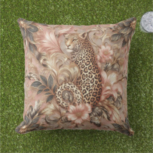 Jungle Pink and Brown Leopard Cushion