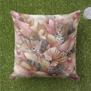 Jungle Pink and Brown Leopard Cushion