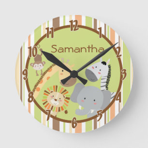 Jungle Play Safari Zoo Animal Personalised Clock