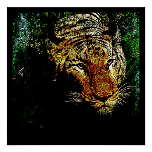 jungle predator wildlife safari animal wild tiger poster