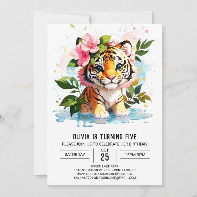 Jungle Princess Tiger Cub Birthday Invitation (Front)