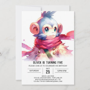 Jungle Printable Monkey Birthday Invitation