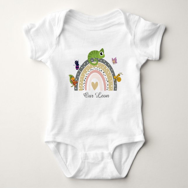 Jungle, Rainbow And Chameleon Kid T-Shirt Baby Bodysuit (Front)