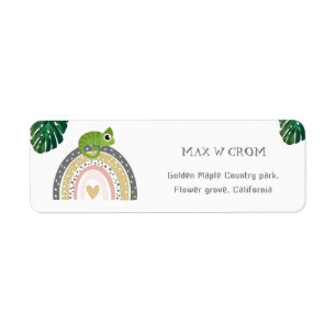 Jungle, Rainbow & Chameleon Baby Return Address Label