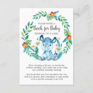 Jungle Rhino Baby Shower Book for Baby Card