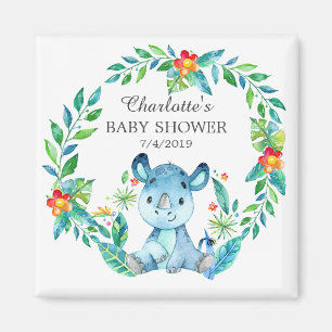 Jungle Rhino Baby Shower Favour Magnet