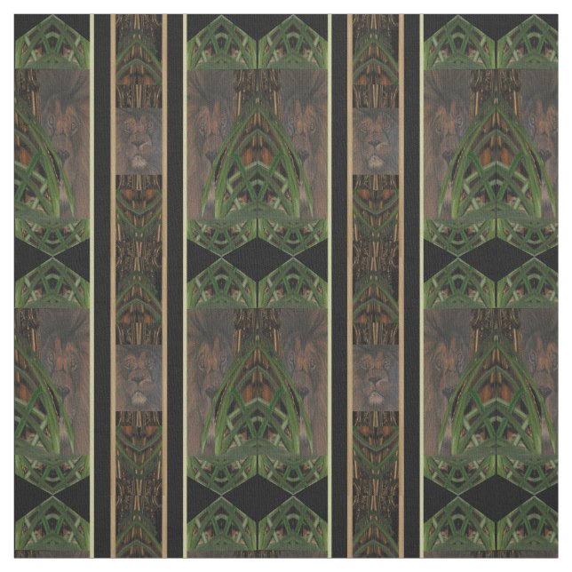 Jungle Rhythm Lion Pattern Pima Cotton Fabric (Swatch)