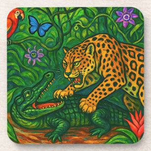 “Jungle Rivals” -  Colourful Wildlife Portrait Coaster