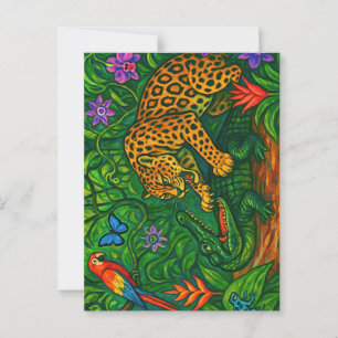 “Jungle Rivals” - Colourful Wildlife Portrait Postcard