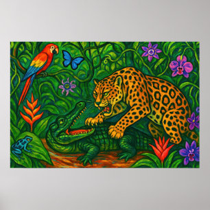 “Jungle Rivals” - Colourful Wildlife Portrait Poster