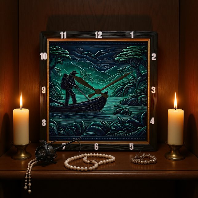 Jungle River Expedition Square Wall Clock (Creator Uploaded)