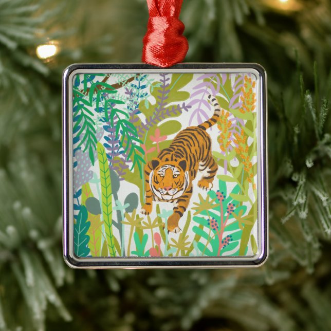 Jungle Roar - Tiger Metal Ornament (Tree)