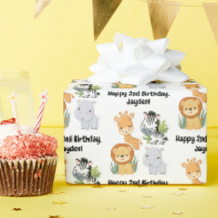 Jungle Safari 1st 2nd 3rd 4th Birthday Wrapping Paper