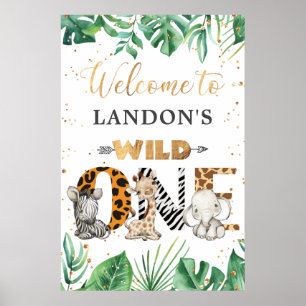 Jungle Safari 1st Birthday Party Welcome Poster