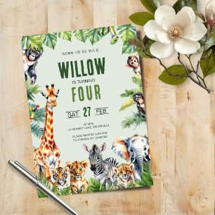 Jungle Safari 4th Birthday Invitation