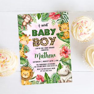 Jungle Safari A Sweet Baby Boy Baby Shower Invitation