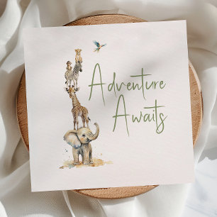 Jungle Safari Adventure Awaits Baby Shower Napkin