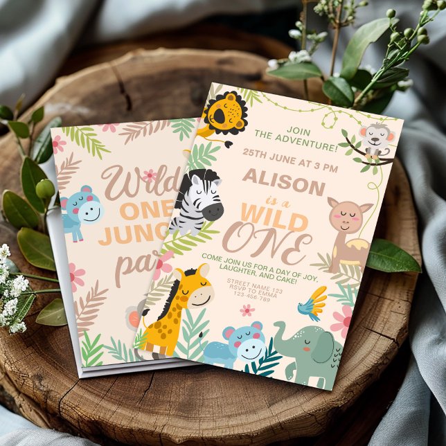 Jungle Safari Adventure Party 1st birthday Invitation (Creator Uploaded)
