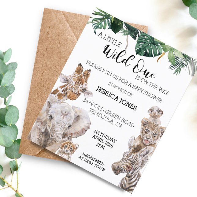 Jungle Safari African baby Animals Wild One  Invit (Creator Uploaded)