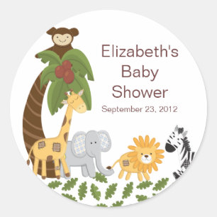 Jungle Safari Animal Neutral Baby Shower Classic Round Sticker
