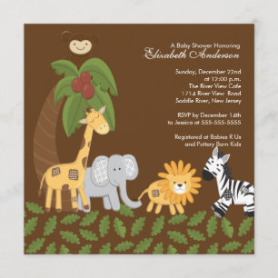 Jungle Safari Animal Neutral Baby Shower Invitation