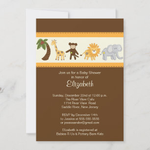Jungle Safari Animal Neutral Baby Shower Invitation