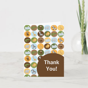 Jungle Safari Animal Neutral Baby Shower Thank You Card