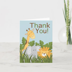 Jungle Safari Animal Neutral Baby Shower Thank You Card