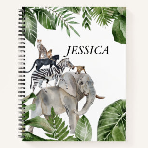 Jungle Safari Animal Personalised name Notebook