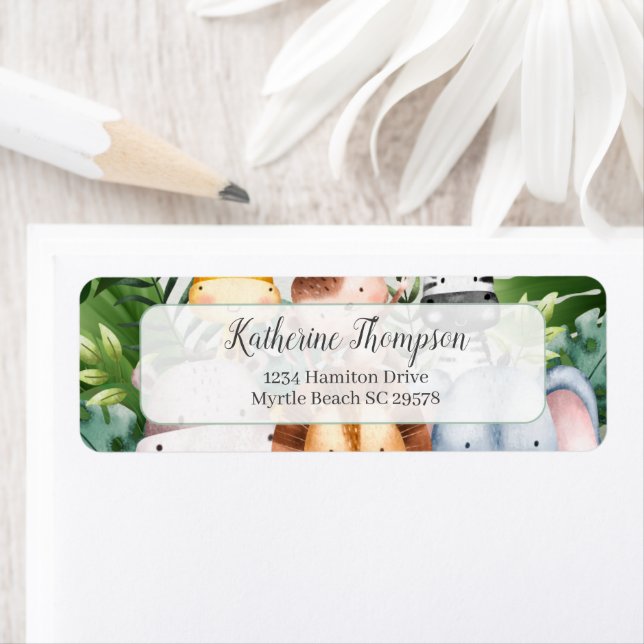   Jungle Safari Animals Address Return Address Label (Insitu)