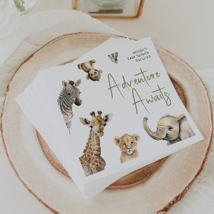 Jungle Safari Animals Adventure Awaits Baby Shower Napkin