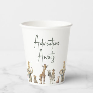 Jungle Safari Animals Adventure Awaits Baby Shower Paper Cups