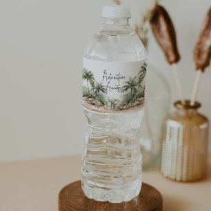 Jungle Safari Animals Adventure Awaits Baby Shower Water Bottle Label
