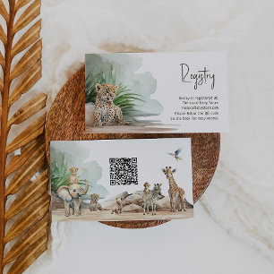 Jungle Safari Animals Baby Registry QR Code Enclosure Card