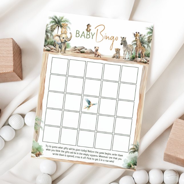 Jungle Safari Animals Baby Shower Baby Bingo Card (Creator Uploaded)