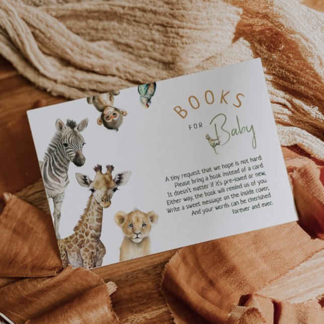 Jungle Safari Animals Baby Shower Books For Baby Enclosure Card (Creator Uploaded)
