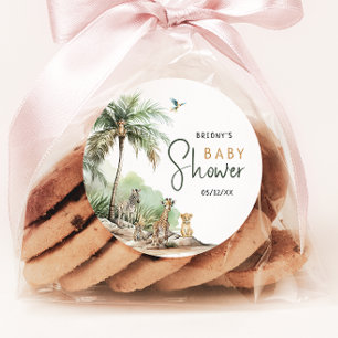 Jungle Safari Animals Baby Shower Classic Round Sticker