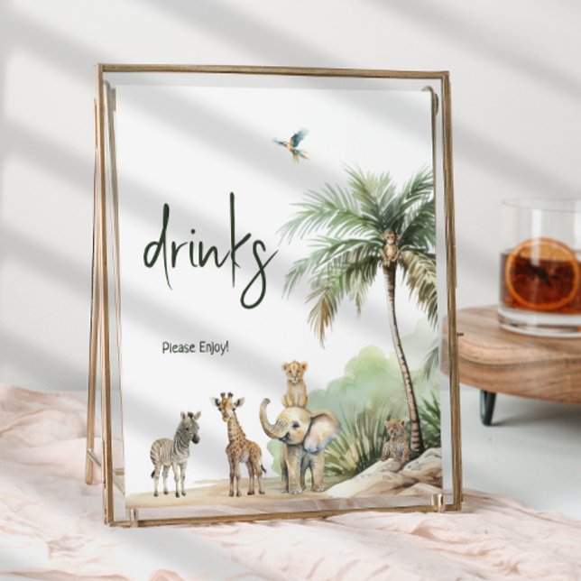 Jungle Safari Animals Baby Shower Drinks Sign (Creator Uploaded)