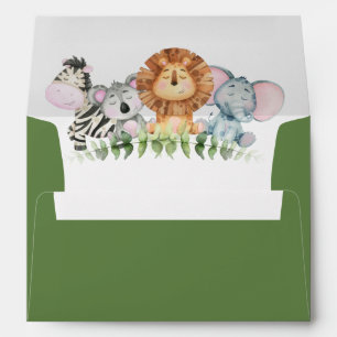 Jungle safari animals baby shower envelope