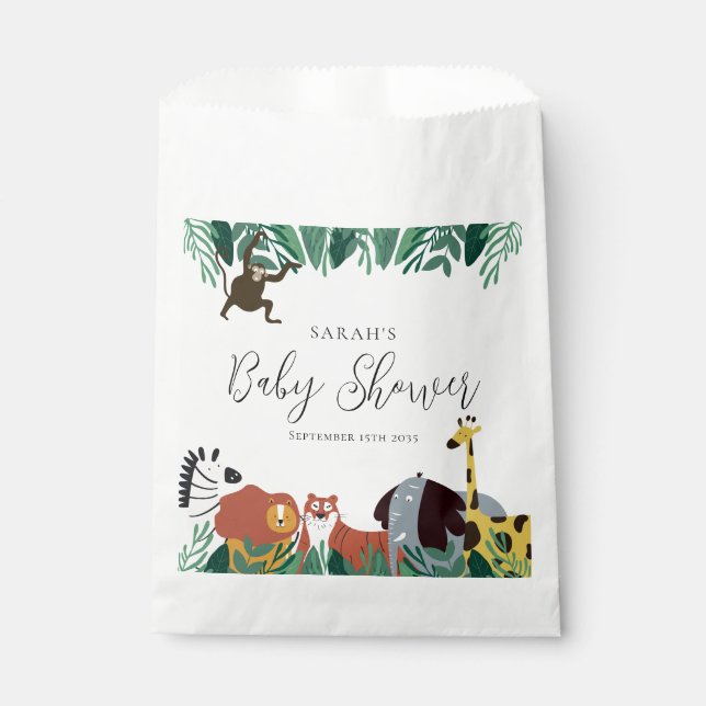 Jungle Safari Animals Baby Shower Favour Bag (Front)