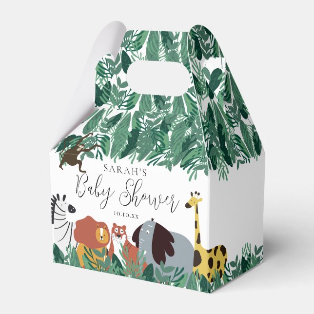 Jungle Safari Animals Baby Shower Favour Box (Front Side)