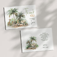 Jungle Safari Animals Baby Shower Flat Thank You