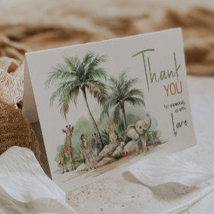 Jungle Safari Animals Baby Shower Folded Thank You Card