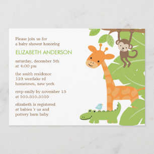 Jungle Safari Animals Baby Shower Invitation