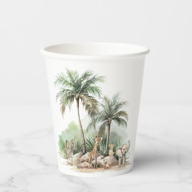Jungle Safari Animals Baby Shower Paper Cups (Front)