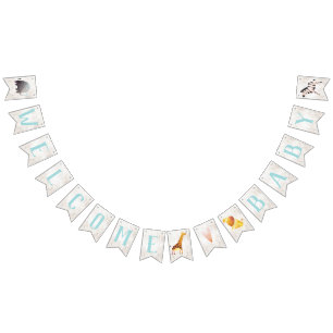 Jungle Safari Animals Baby Shower Pennant Banner