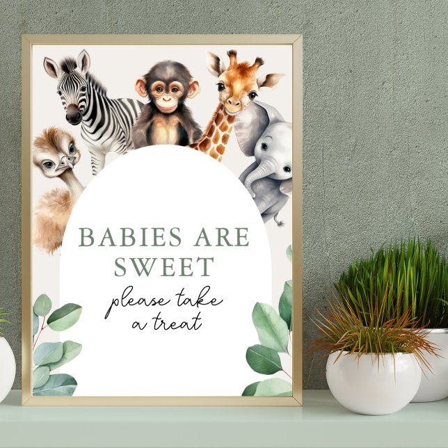 Jungle Safari Animals Baby Shower Take a Treat Poster (Jungle Safari Animals Baby Shower Take a Treat Poster)