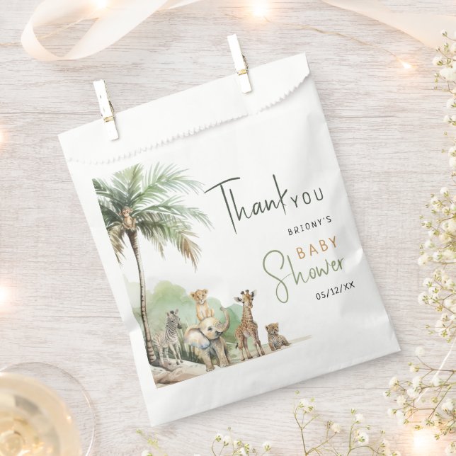 Jungle Safari Animals Baby Shower Thank You Favour Bag (Clipped)
