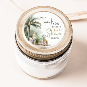 Jungle Safari Animals Baby Shower Thank You Favour Classic Round Sticker