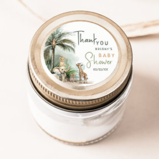 Jungle Safari Animals Baby Shower Thank You Favour Classic Round Sticker